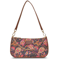 ZOUK Paisley Printed Women's Handcrafted Vegan Leather Casual Mini Shoulder Bag Pink