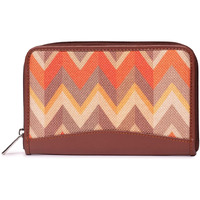 ZOUK Wallets for Women - Handmade Wallets for Females - Vegan Leather and Jute Purse for Ladies - Clutch with Indian Print - Wallets for Mobile Phones - Tidal Wave Print
