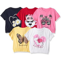 T2F Girl's Solid Regular T-Shirt (GLS-TSRT-20_Multicolor 1