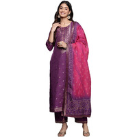 Libas Women's Silk Blend Kurta Sets (38062O_Purple