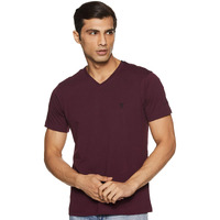 Van Heusen Men Athleisure Smart Tech Regular Fit T-Shirt - Easy Stain Release, Anti Stat, Ultra Soft_60001_Port Wine_M