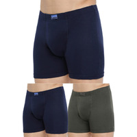 Van Heusen Men Boxer Briefs - 100% Combed Cotton - Pack of 3 - Anti Bacterial, Colour Fresh, Moisture Wicking_10031_Dark Navy, Dark Navy, Peat_M