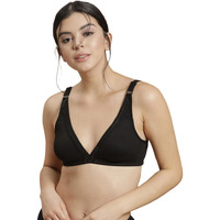 Clovia Women's Non-Padded Non-Wired T-Shirt Bra in Black -Cotton Rich (BR2048P13_Black_34B)