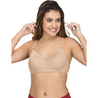 Clovia Women's Cotton Rich Solid Padded Full Cup Wire Free T-Shirt Bra (BR1279P24_Skin_32B)