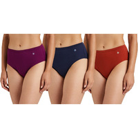 Van Heusen Women Hipster Panty - 100% Super Combed Cotton - Pack Of 3 - Anti Bacterial, No Marks Waistband, Moisture Wicking, Full Coverage, Multicolor, Large