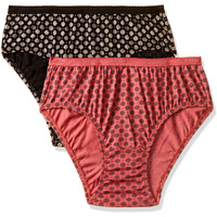 Van Heusen Women Hipster Panty - 100% Cotton - Pack Of 2 - Anti Bacterial, No Marks Waistband, Moisture Wicking, Full Coverage_11106_Dark Assorted Print_XL