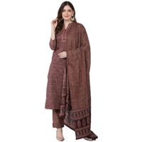 Vaamsi Women's Printed Kurta Trousers With Dupatta (VKSKD1544_XXL_Maroon)