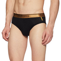 Van Heusen Cotton Men Anti Bacterial Briefs - Colour Fresh, 4 Way Stretch, Moisture Wicking_30001_Pure Black_L, Large