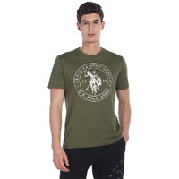 U.S. POLO ASSN. Men Comfort Fit Solid Cotton I643 Regular Fit T-Shirt - Pack Of 1 (Olive L)
