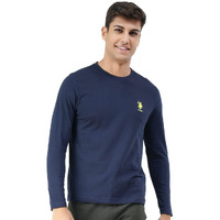 U.S. POLO ASSN. Men Pure Cotton Long Sleeve Solid I693 Crew Neck, Regular, Sweat Shirt T-Shirt - Pack of 1 (Navy L)