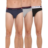 U.S. Polo Assn. Mens Elasticized Waist Pure Cotton I006 Briefs - Pack Of 3 (BLACK/GREY MEL/DENIM MEL XL)