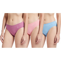 Van Heusen Women Bikini Panty - 100% Super Combed Cotton - Pack Of 3 - Anti Bacterial, No Marks Waistband, Moisture Wicking, Moderate Coverage, Multicolor, Small