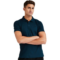 Van Heusen Men Athleisure Ultra Soft Polo Regular Fit T-Shirt-Short Sleeve, Textured_60033_Deep Sea_M, Blue