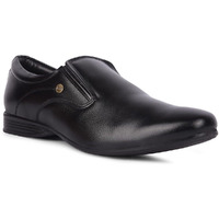 Liberty Fortune Robert-1 Non-Lacing Formal Shoes for Men with PU Sole | Comfortable & Lightweight | Cushioned Footbed | Durable, Stylish & Trendy Design | Padded Foam Insole (Black - 9UK)