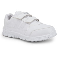 Liberty Force10 Gola-SCHV Uniform School Shoes for Kids with PVC Sole & Upper | Comfortable Footbed | Padded Foam Insole | Quick-Wear Velcro Closure | Stylish & Lightweight (White - 10C UK)