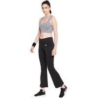 Clovia Women's Comfort-Fit High Waist Flared Yoga Pants (AB0090A13_Black_XL)