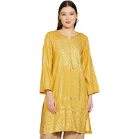 BIBA Women Printed Straight Mix and Match(Festive KURTA19391E_Yellow_36)