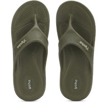 YOHO Drizzle Soft Slippers for Men | Mild Acupressure | Lightweight, Olive Green, UK 11