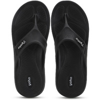 YOHO Drizzle Soft Slippers for Men | Mild Acupressure | Lightweight, Classic Black, UK 10