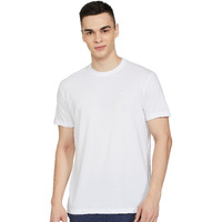Max Men's Half Sleeves Regular Fit Crew Neck Solid Lounge T-Shirt (White_M)