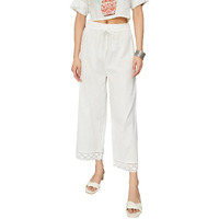 Max Women Lace Hem Loose Palazzos (Nooscwplcroff White)_X-Large