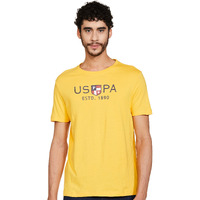 U.S. POLO ASSN. Men Slim Half Sleeve Round Neck T Shirts (Ustshs1376_Large_Yellow)