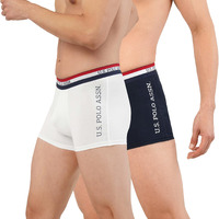 U.S. POLO ASSN. Men's Poly Cotton Striped Waistband Antibacterial Et002 Trunks - Pack of 2 (Navy/White XL)