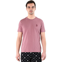 U.S. POLO ASSN. Mens Crew Neck Embroidered Logo I633 Lounge Regular Fit T-Shirt - Pack of 1 (Deep Pink Large)