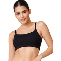 NYKD Women's Cotton Wire Free Casual Bralette T-Shirt Bra Bra, NYB165, Black, L, 1N