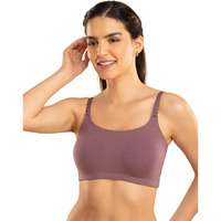 NYKD Women's Cotton Wire Free Casual Bralette T-Shirt Bra Bra, NYB165, Flint, L, 1N