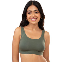 NYKD Soft Cup Easy Peasy Slip On Everyday Bra for Women, Wireless, Full Coverage, Support Shaper, Non Padded Sports Bra Bra, NYB113, Green, XL, 1N
