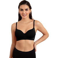 NYKD by Nykaa Breathe Cotton All Day Comfort Padded Non Wired T-Shirt Bra Nyb198 Black (34B)