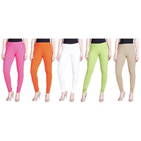 Lyra Women Solid Premium Cotton Churidar Leggings | Mid-Waist | Fashionwear