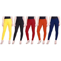 Lyra Women Solid Premium Cotton Churidar Leggings | Mid-Waist | Fashionwear