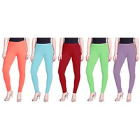 Lyra Women Solid Premium Cotton Churidar Leggings | Mid-Waist | Fashionwear
