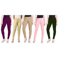Lyra Women Solid Premium Cotton Churidar Leggings | Mid-Waist | Fashionwear