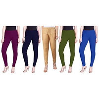 Lyra Women Solid Premium Cotton Churidar Leggings | Mid-Waist | Fashionwear