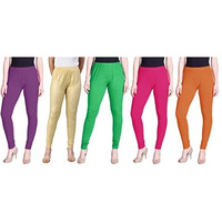 Lyra Women Solid Premium Cotton Churidar Leggings | Mid-Waist | Fashionwear