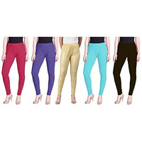 Lyra Women Solid Premium Cotton Churidar Leggings | Mid-Waist | Fashionwear
