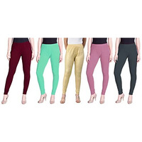 Lyra Women Solid Premium Cotton Churidar Leggings | Mid-Waist | Fashionwear