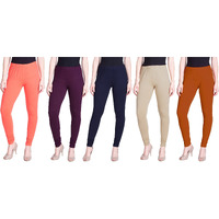 Lyra Women Regular Fit Solid Premium Cotton Churidar Leggings | Mid-Waist | Fashionwear Multicolour Large