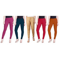 Lyra Women Solid Premium Cotton Churidar Leggings | Mid-Waist | Fashionwear