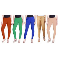 Lyra Women Solid Premium Cotton Churidar Leggings | Mid-Waist | Fashionwear