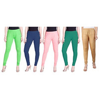 Lyra Women Solid Premium Cotton Churidar Leggings | Mid-Waist | Fashionwear