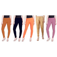 Lyra Women Solid Premium Cotton Churidar Leggings | Mid-Waist | Fashionwear