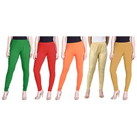 Lyra Women Solid Premium Cotton Churidar Leggings | Mid-Waist | Fashionwear