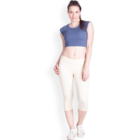 Lyra Women Solid Premium Cotton Capri Cream