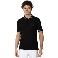 Peter England Men's Regular Polo Shirt (PCKPSRGPY10534_Black M)
