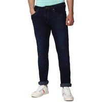 Peter England Men's Classic Tapered Stretchable Twill Jeans Navy Blue