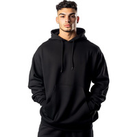 NOBERO Men's Cotton Blend Neck Hooded Oversized Sweatshirt (1M-TWHO-R0041_Black, X_Large)